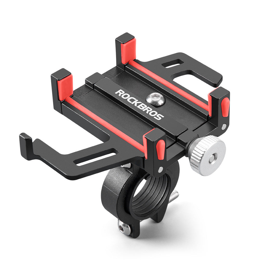 Lankeleisi-Bikes aluminium alloy phone mount attached to bicycle handlebar, securing a smartphone for cycling navigation.