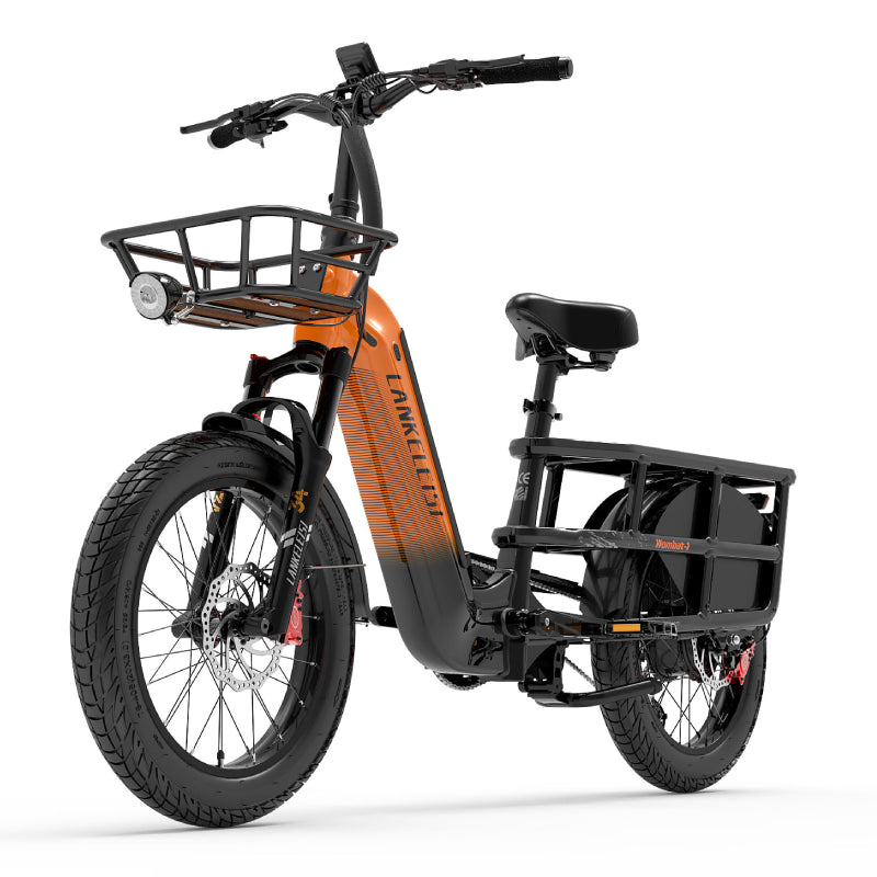LANKELEISI Wombat-1 1000W long-range electric cargo bike with sturdy frame and large tires, ideal for transportation and hauling.