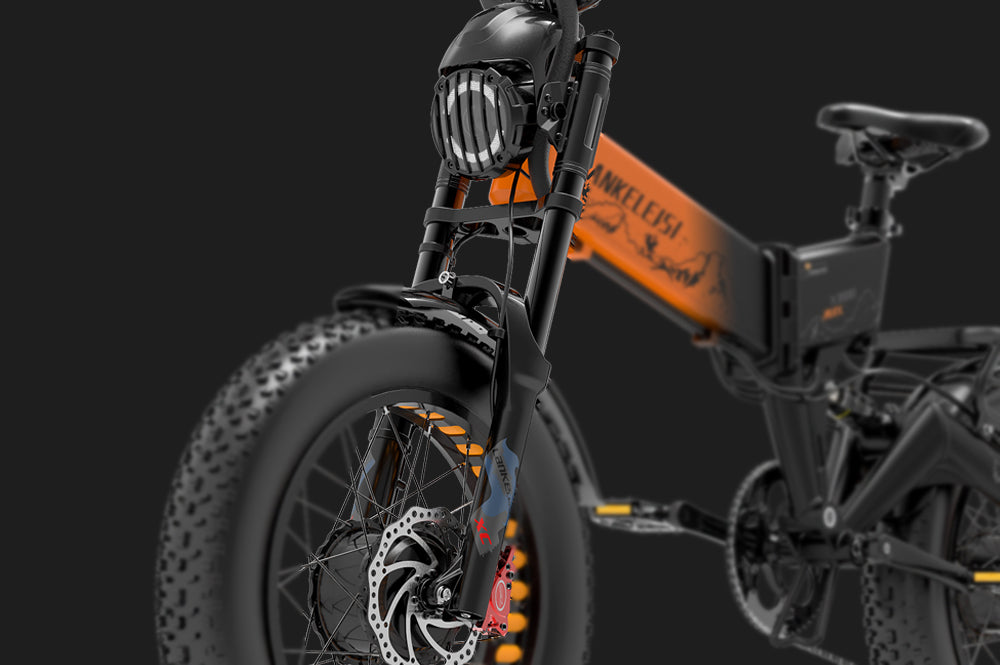 LANKELEISI electric bike front fork shock absorber featuring durable suspension and sleek black design.