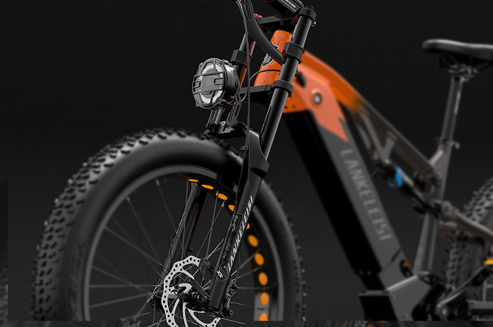 Lankeleisi electric bike front fork shock absorber, suspension component for LANKELEISI RV800 model, mounted on bicycle front fork.