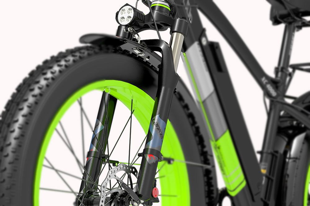 LANKELEISI electric bike front fork shock absorber, suspension component for XC4000 model, with coil spring and damping features.