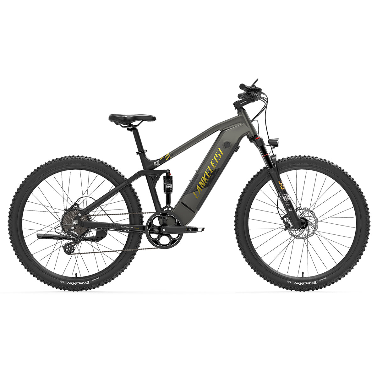 Lankeleisi RX600PRO mountain electric bike with black frame, thick tires, and front suspension for off-road riding.