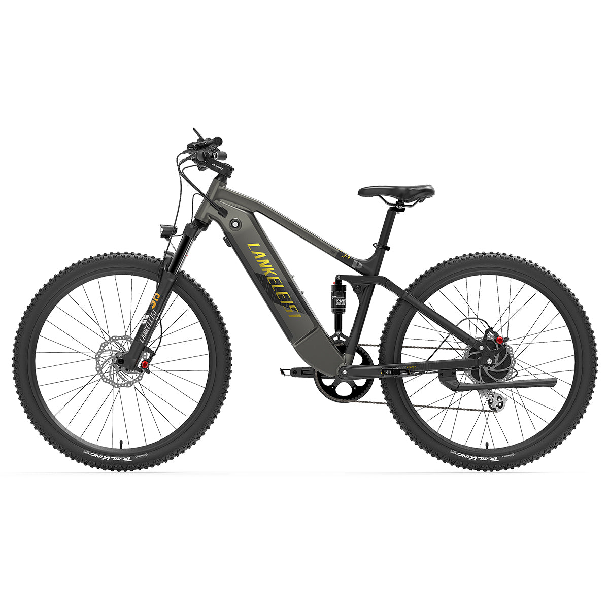 Lankeleisi RX600PRO mountain electric bike with sturdy frame, front suspension, and knobby tires suitable for off-road riding.