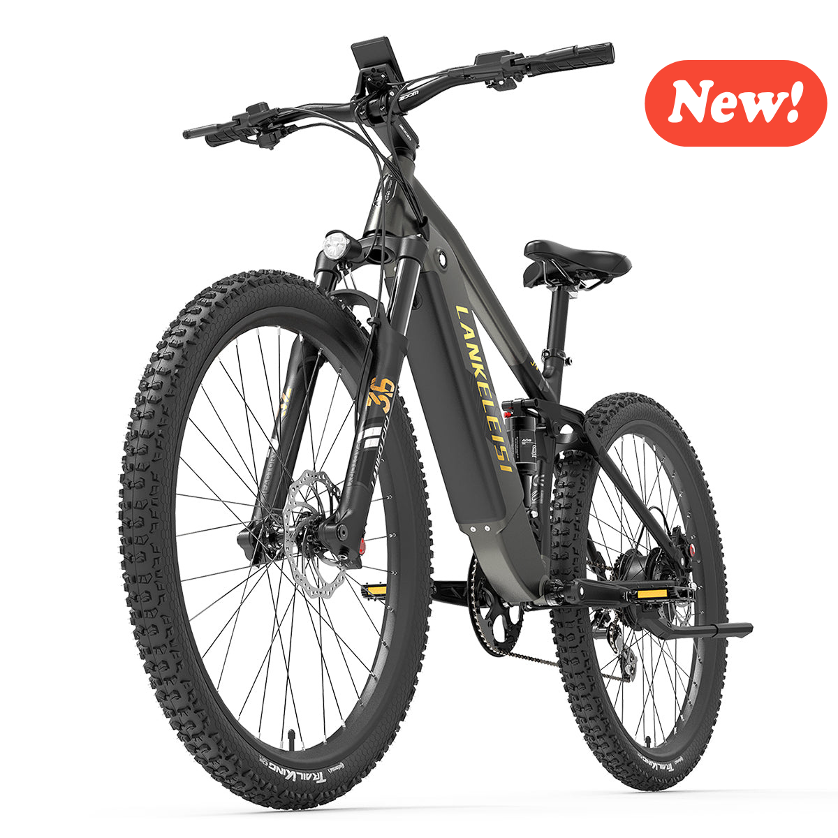 Lankeleisi RX600PRO mountain electric bike with sturdy frame, thick tires, and handlebar controls, ready for off-road cycling adventures.