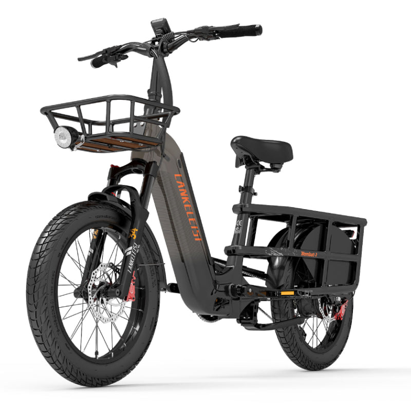 LANKELEISI Wombat-1 1000W long-range cargo electric bike with sturdy frame and off-road tires, ideal for heavy-duty transportation.