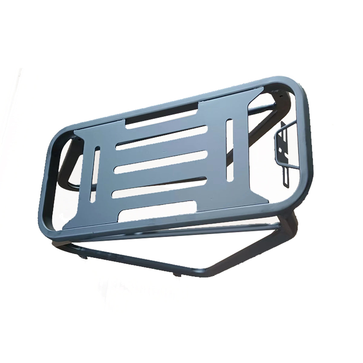 Rear luggage carrier for LANKELEISI bicycle, sturdy metal rack with mounting points, designed for bike touring and cargo transport.