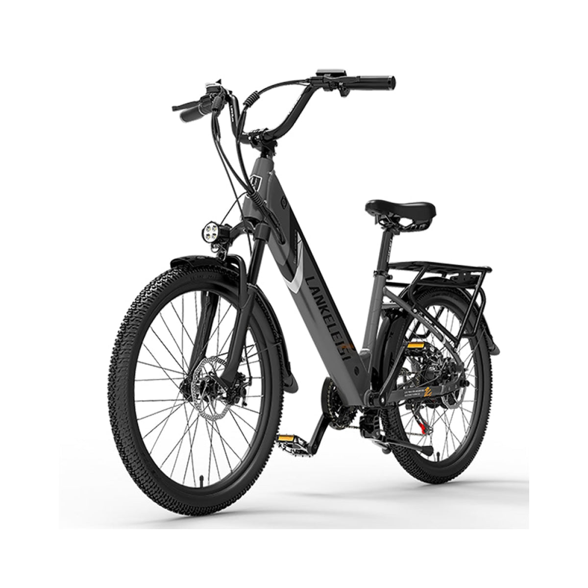 Grey LANKELEISI ES500PRO electric city bike with sleek frame and modern design, ideal for urban commuting.