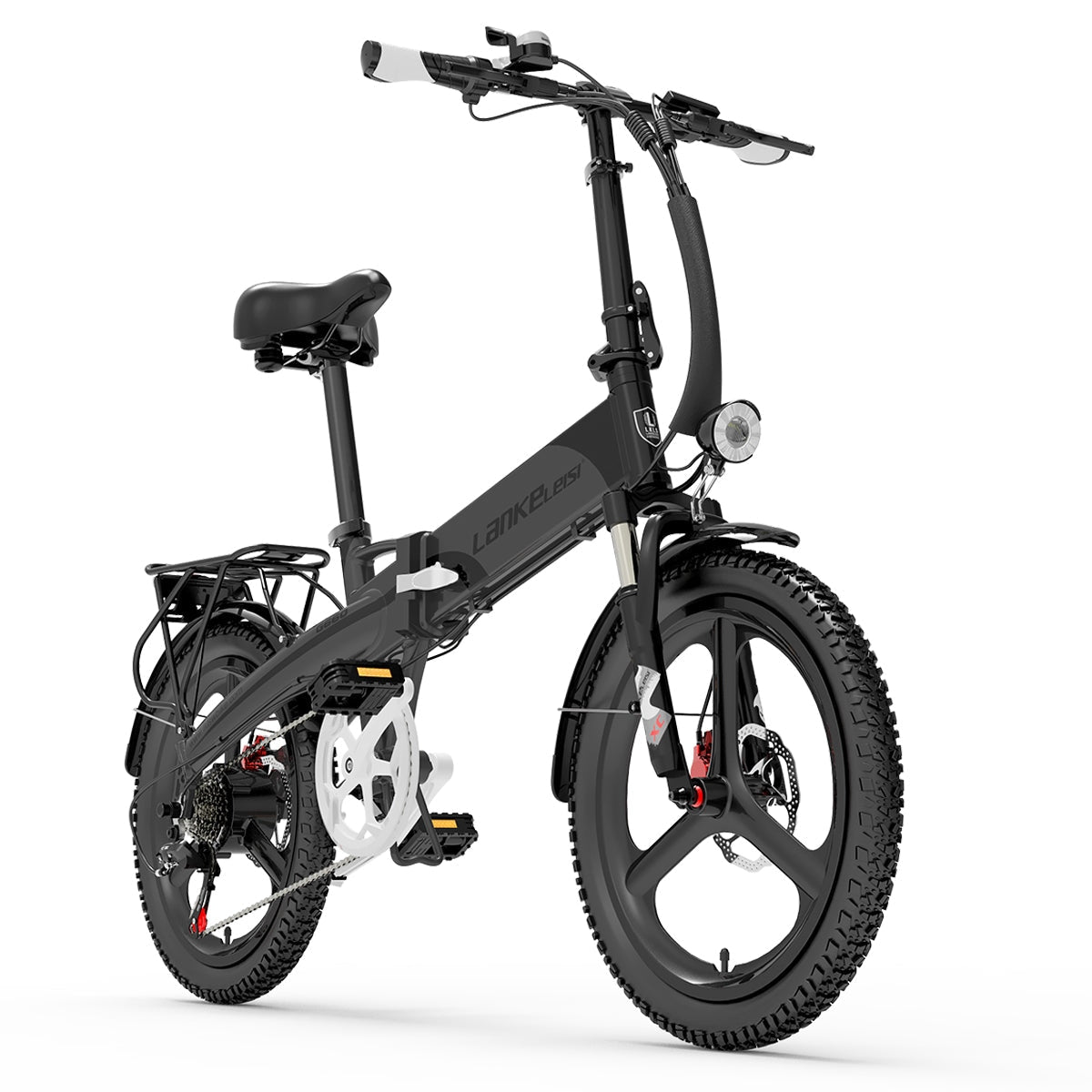 Lankeleisi G660 folding electric city bike in grey, featuring a compact frame and handlebars, ideal for urban commuting.