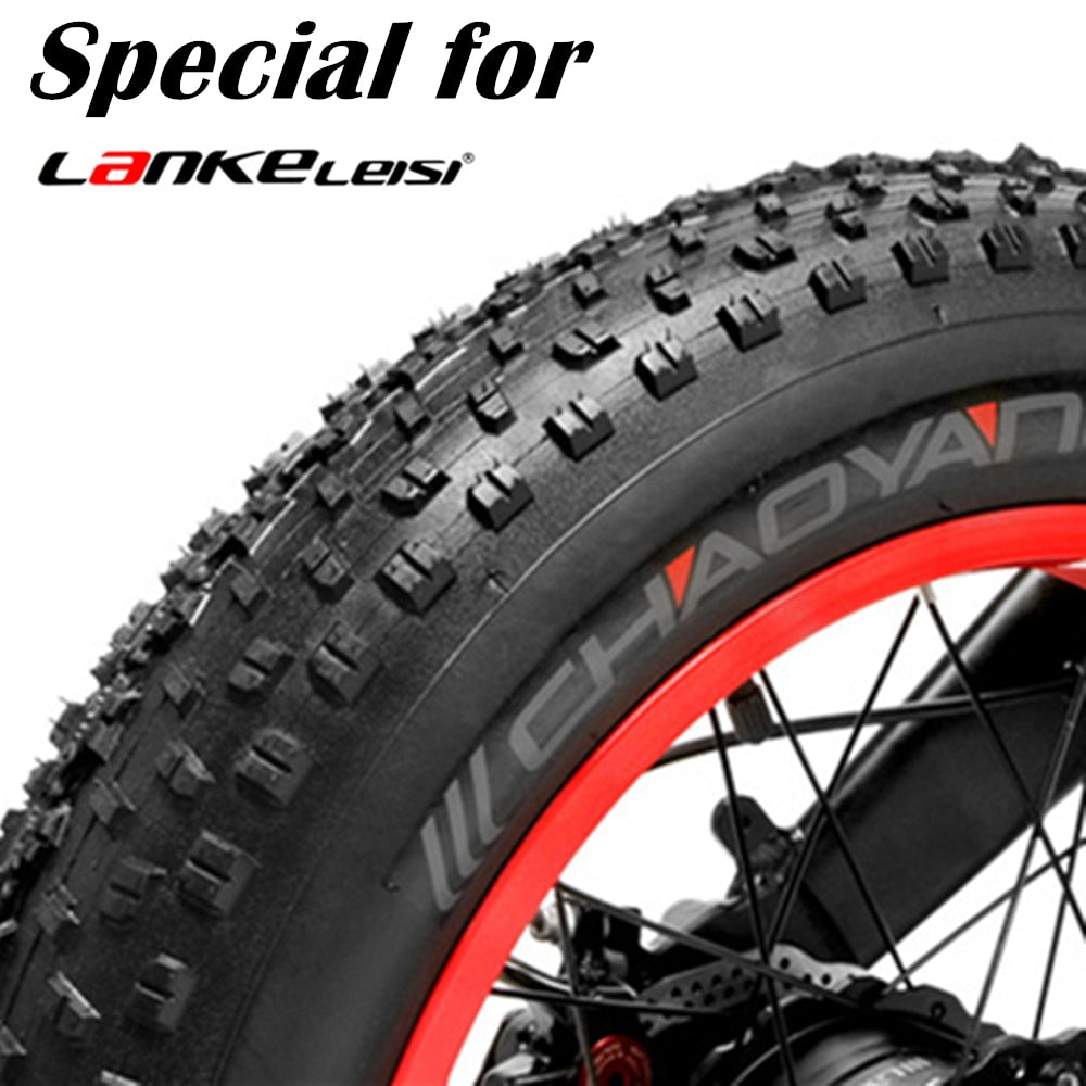 LANKELEISI electric bike snow tire outer tire with inner tube, 20-26 inch size, designed for winter riding conditions.