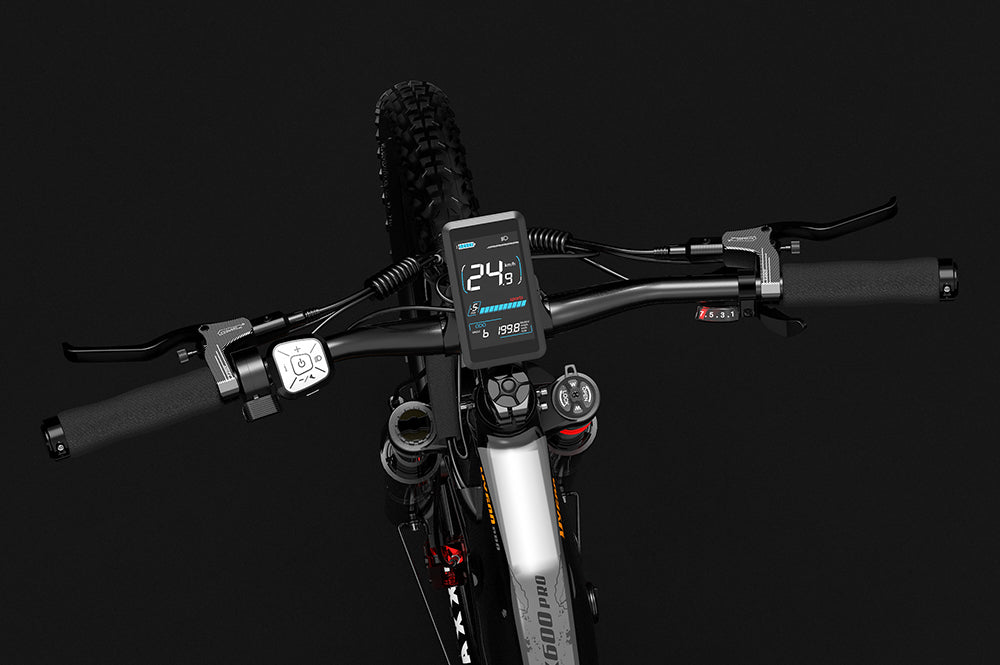 Lankeleisi Bikes handlebar for Lankeleisi bike, showing the bicycle headstock with handlebar assembly and branding.
